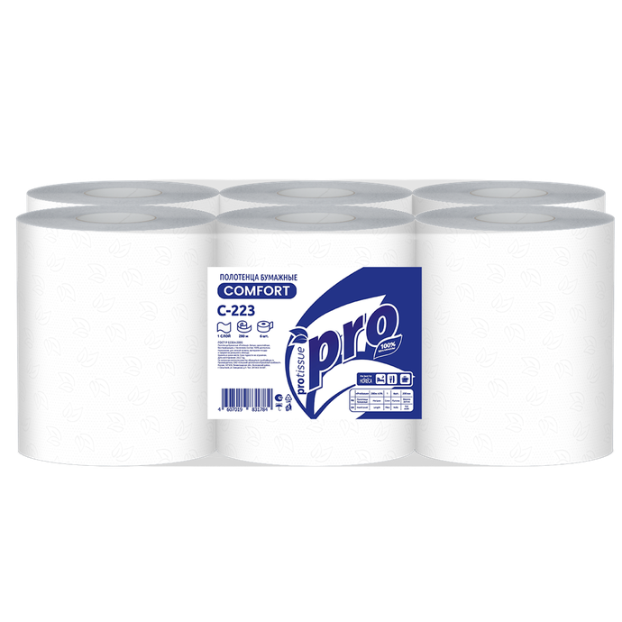 Полотенца бумажные рулонные "Protissue", 1 слой 1 рул, 280 м/6 вл С223