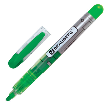 Текстовыделитель  BRAUBERG Fluo Color, зеленый, жидкие чернила