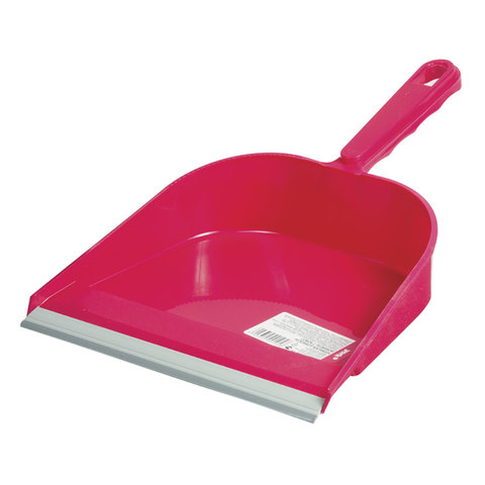 Совок для мусора, низкая ручка , с резиновой кромкой, ширина 23 см, пластик, ассорти