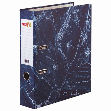 Папка-регистратор STAFF Basic  БЮДЖЕТ с мраморным покрытием, 70мм, безуголка, синяя
