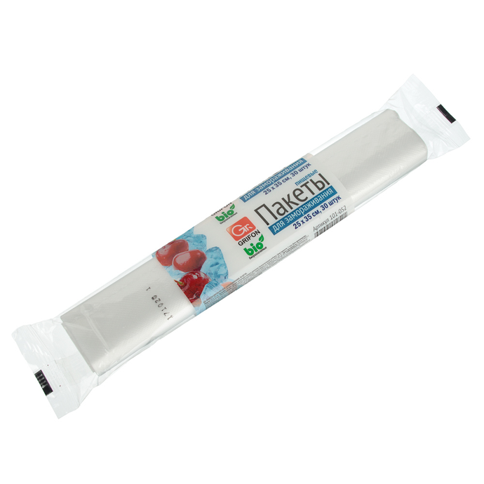 GRIFON Пакеты для замораживания 30 шт, 3л, 18 мкм 25*35 см, перфорированные, в рулоне