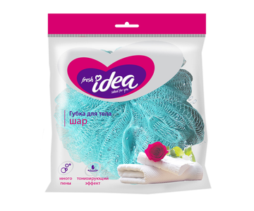 Fresh idea  губка д/тела ШАР (ДВОЙНАЯ нейлоновая сетка, 40гр) *25*50