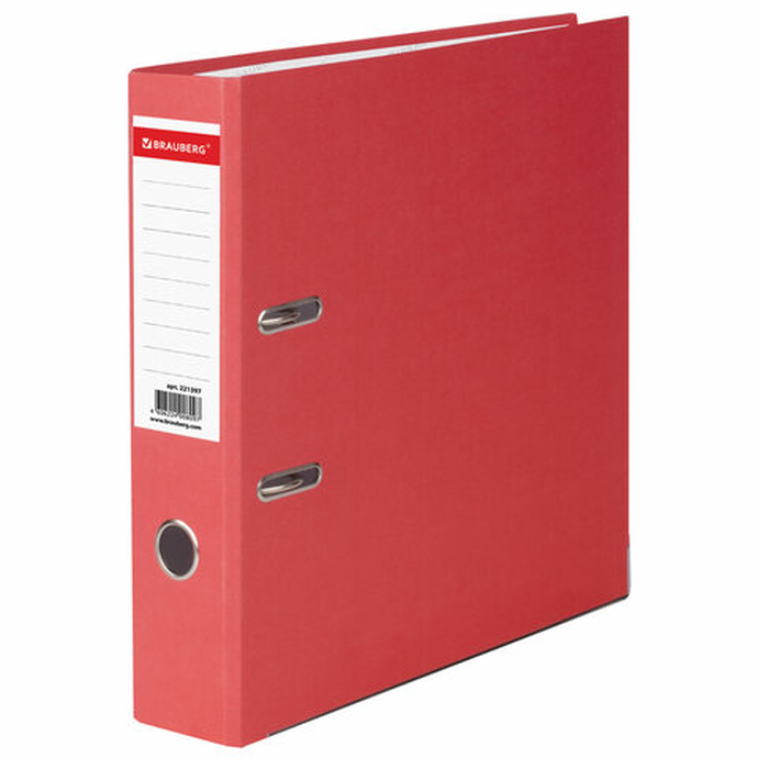 Папка-регистратор BRAUBERG "ECO"  75 мм, красная