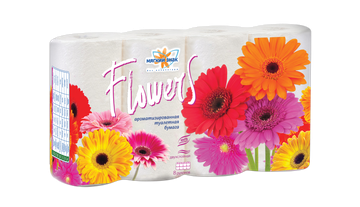 Туалетная бумага Мягкий знак Flowers 2-сл. 8 рул. белая/вл.7 С56