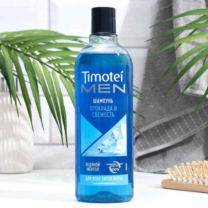 Тимотей Шампунь 400мл  МУЖ. Прохлада и свежесть МОРСКИЕминералы (д/норм. и жир.)*6*12