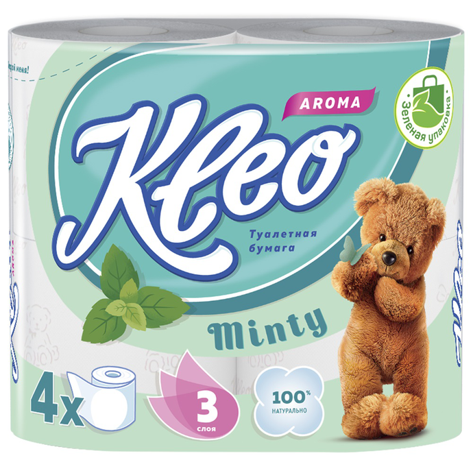 Т.бумага  "Kleo" МЯТА 3-сл. 4 рул./вл.18 С93