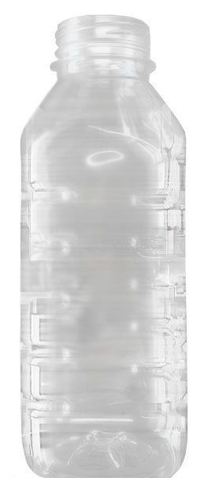 Бутылка 500 мл,квадратная с ребрами, без пробки, широкое горло 38 мм, прозрачная*100