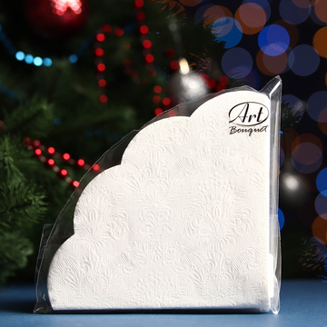 Салфетки бумажные декоративные Art Bouquet Rondo Ф32, 3хсл, 12шт. Барокко Белый/15