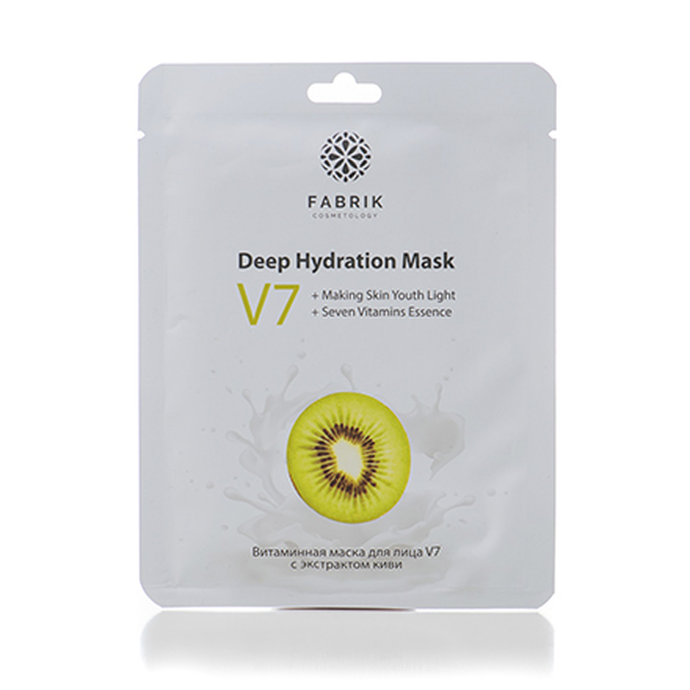Фабрик Косметик Тканевая маска д/лица  V7   КИВИ   30гр.   *5*20    /200