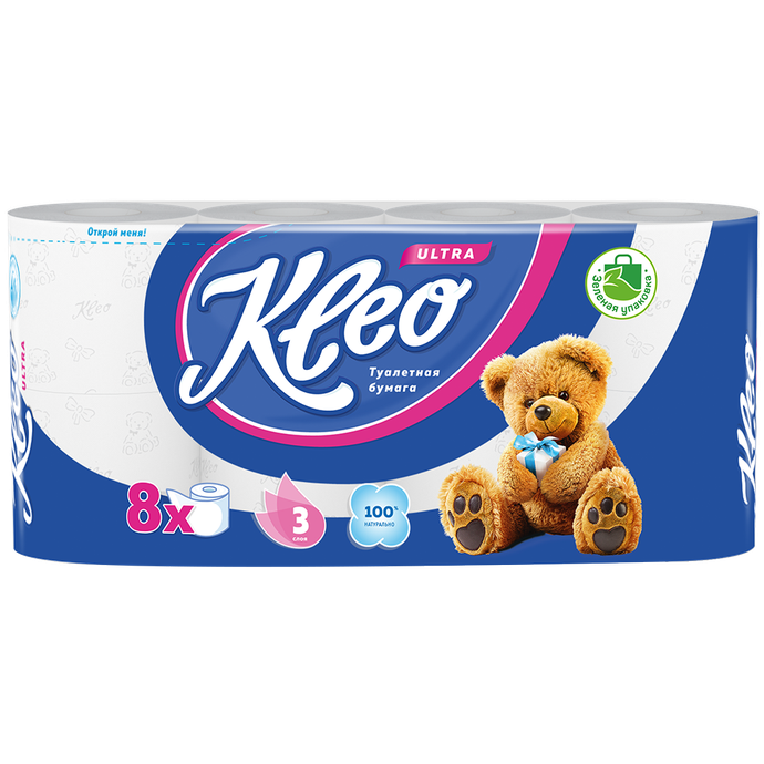 Т.бумага  "Kleo" 3-сл. 8 рул/ 6 вл С272