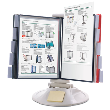 Демосистема настольная на 10 панелей, с 10 цветными панелями А4, серая, BRAUBERG "SOLID"