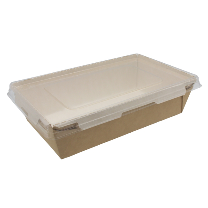 Контейнер бумажный с прозр. крыш. 500мл 160х120х45мм OpSalad ламинированный цвет Крафт/Белый Packton