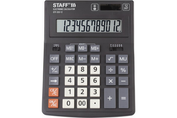 Калькулятор настольный STAFF PLUS STF-333 (200х154 мм), 12 разрядов, двойное питание, 250415
