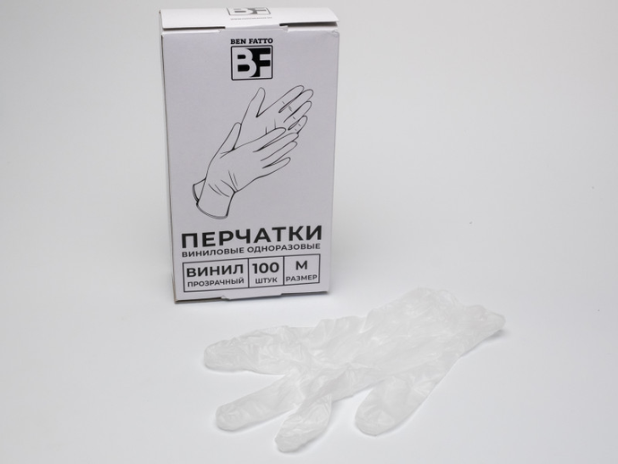 Перчатки одноразовые винил 100 шт/уп M Ben Fatto