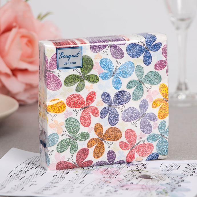 Салфетки Bouquet  de Luxe "Романтические бабочки ", 24*24 3сл.25 листов/15
