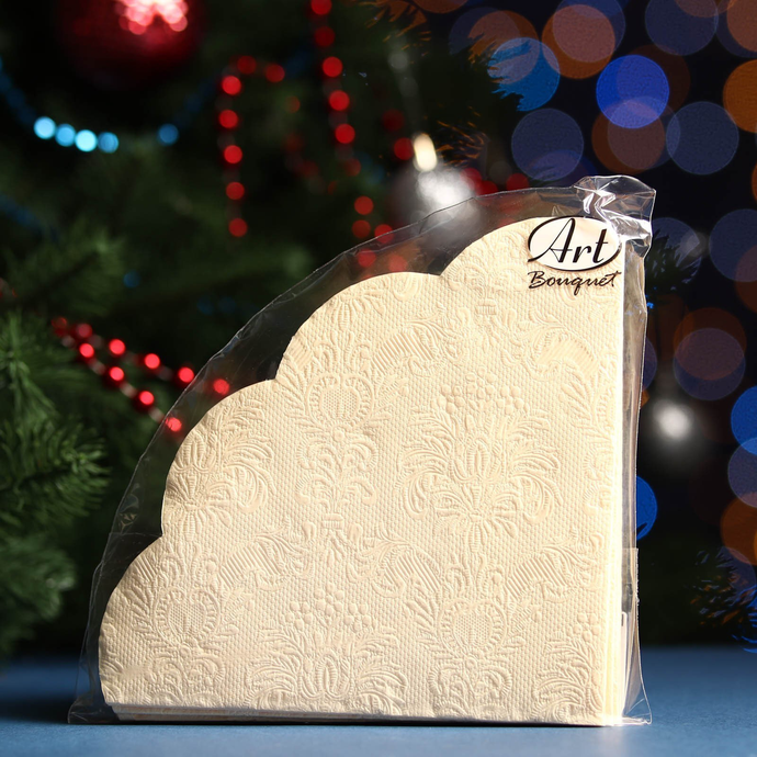 Салфетки Ф32 см, 3слоя, 12л ART Bouqet Rondo Барокко Шампань/15