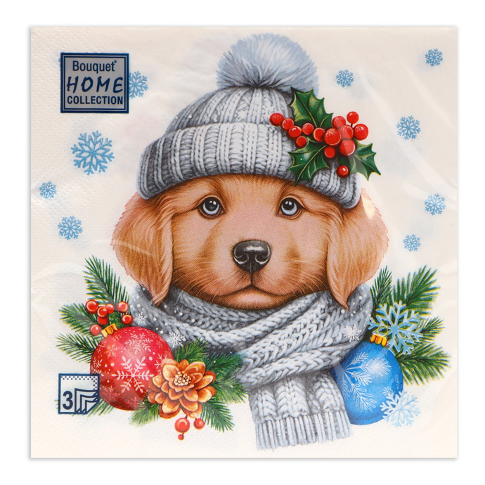 Салфетки 20л, Bouquet Home Collection Classic, 3хсл., "Добрый песик"/12