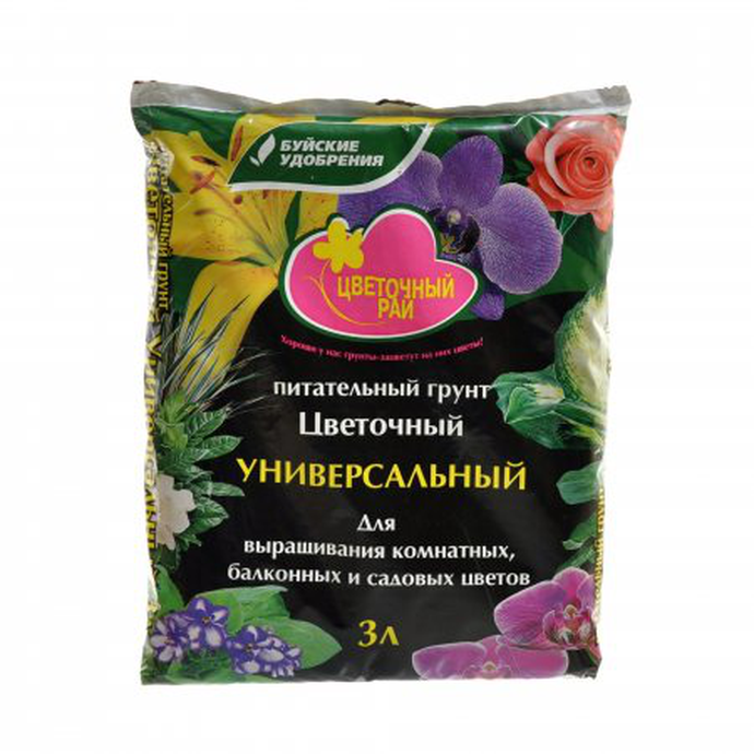 Грунт БУЙСКИЕ УДОБРЕНИЯ Цветочный рай Универсальный питательный Цветочный 3л