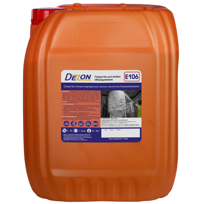 Дезон E106, 22,0 кг. (20 л.) Средство для мойки оборудования, кислотное, пенное