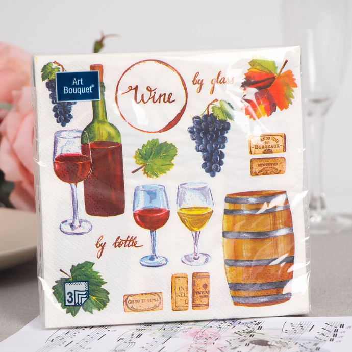 Салфетки Art Bouquet  "Вино" 33х33 , 3 слоя 20 шт/вл 12