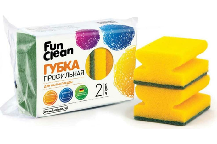 Губка для посуды Fun Clean профильная, 2 шт