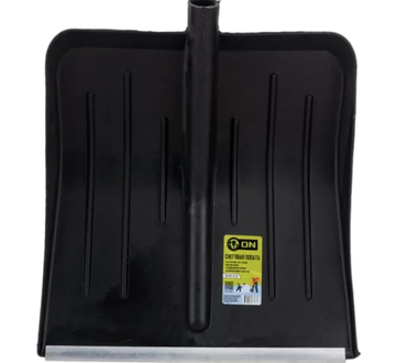 Лопата снеговая пластиковая 410х435 морозостойкая №1 черная с алюминиевой планкой D=32