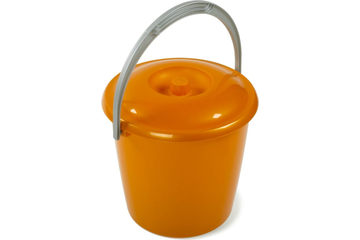 Ведро "СОЛО" 5 л с крышкой перламутровое оранжевое