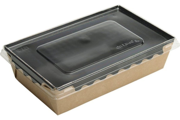 Контейнер-Салатник (крафт) 800 мл, 186/207х106/127х55 с прозрачной крышкой с черн дном