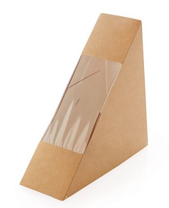 Контейнер под сэндвич ECO 130*130*60 крафт с окном