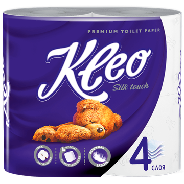 Т.бумага  "Kleo" Silk touch 4-сл. 4 рул./вл.18 С200