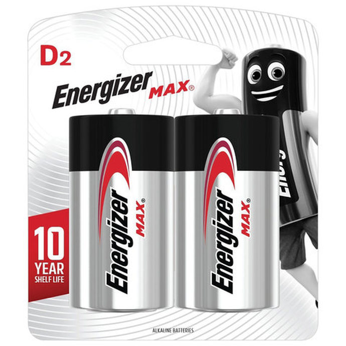 Батарейки ENERGIZER Max, D (LR20, 13А), алкалиновые, КОМПЛЕКТ 2 шт., блистер