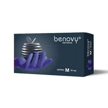 Перчатки нитриловые неопудренные нестирильные смотровое, цвет голубой, р. M 50пар/уп