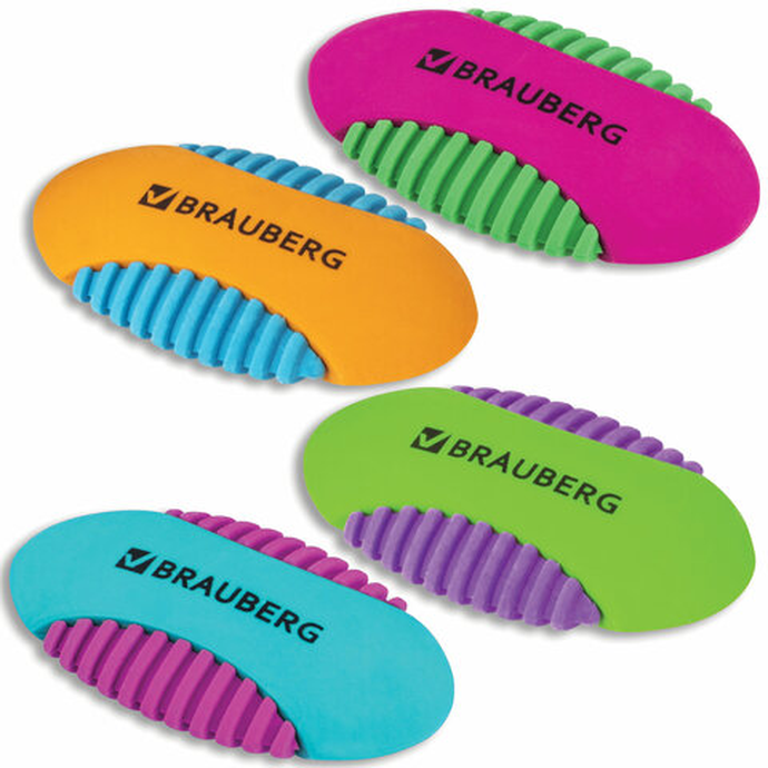 Ластик BRAUBERG "Mix S", 58х33х13мм, цвет ассорти, 228724