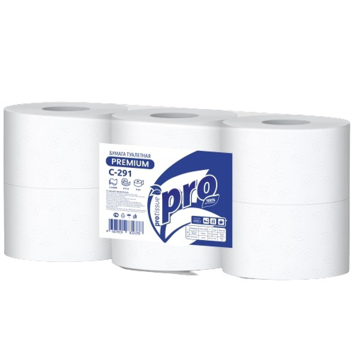 Бумага туалетная  PRO 2 слоя 215 м/6 вл С291