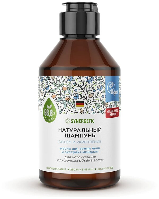 SYNERGETIC Натур.бессульф ШАМПУНЬ Обьем и укрепл.волос.250мл *6*12*