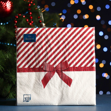 Салфетки Art Bouquet 33*33, 3хсл, 20л. "Подарок Бордовый", 3хсл./12