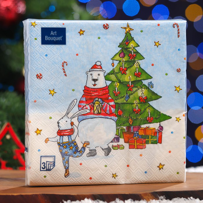 Салфетки Art Bouquet "Новогодние гуляния" 33х33 ,3 слоя .20л /вл.12