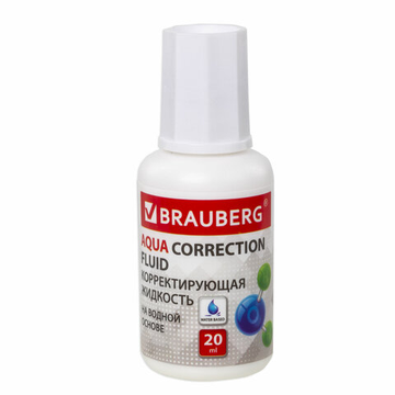 Корректирующая жидкость BRAUBERG "Aqua" на водной основе 20 мл, с кисточкой