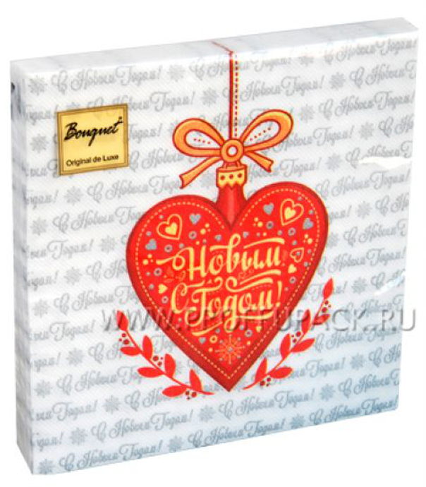 Салфетки Bouquet Original "Новогоднее сердце " 33х33 ,2 сл.20л