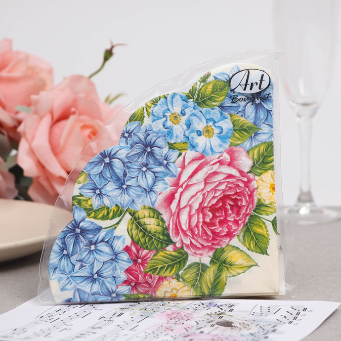Салфетки Art Bouquet RONDO  "Гортензии и розы" 3 сл.12л/вл.15