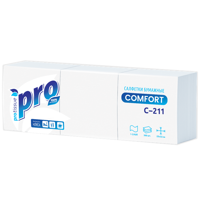 Салфетки бумажные PRO 1 слой 500 листов, 24*24 (белые) С211