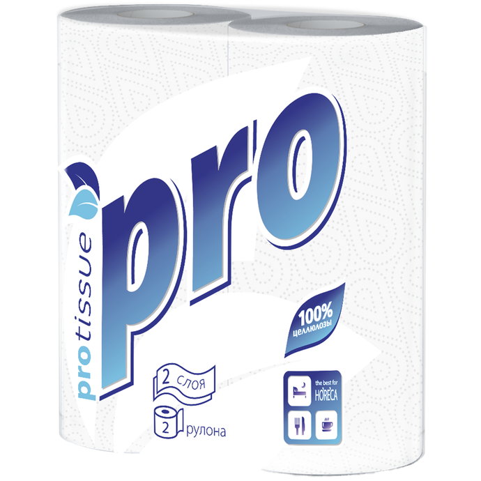 Полотенца бумажные рулонные "Protissue" 2 слоя 2 рул, 15 м/24 вл С162