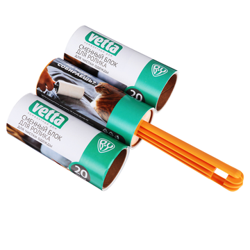 VETTA Ролик для чистки одежды + 2 сменных блока, 20 листов