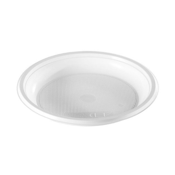 Тарелка пластиковая однораз. d 16,5 см, без секций, 100шт/уп, 2000 в коробке