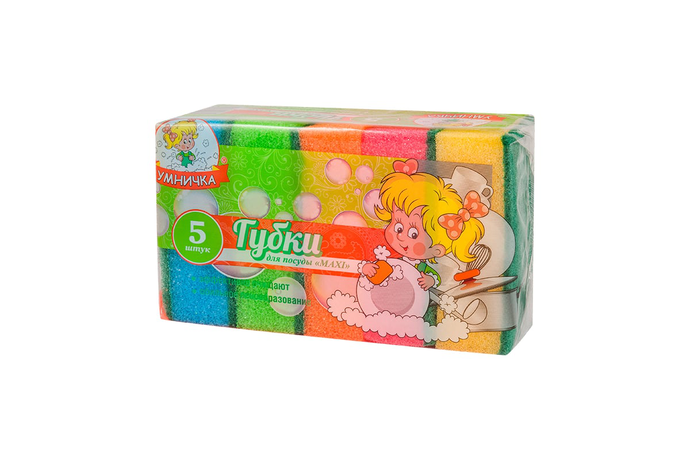 Губка для посуды  Умничка  MAXI 95*65*32 мм, 5 шт/уп