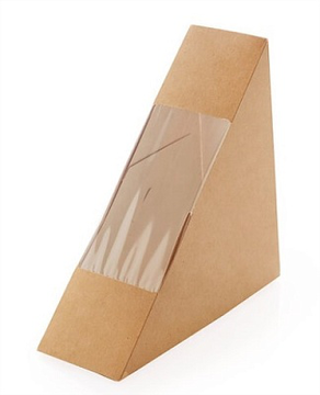 Контейнер под сэндвич ECO 130*130*60 крафт с окном