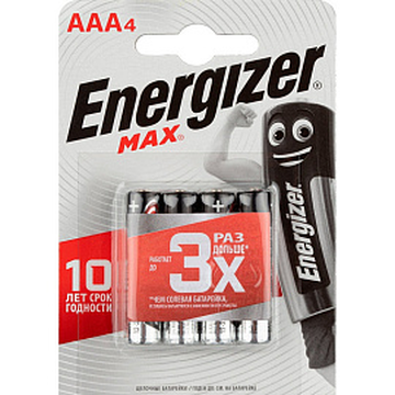 Батарейки комплект 4 шт ENERGIZER AAA (LR03, 24A) алкалин., мизинчик, блистер