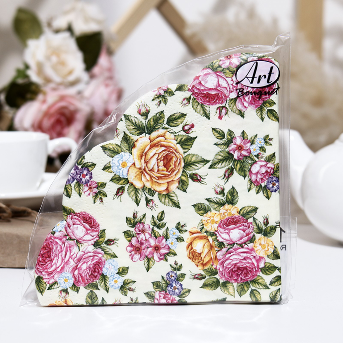 Салфетки Art Bouquet RONDO  "Поле Роз" 3 сл.12л/вл.15