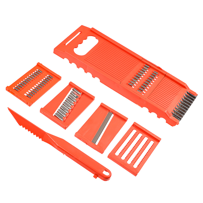 Терка многофункциональная со сменными лезвиями 25х8,5х2см, нерж.сталь, полипропилен, 7 пр