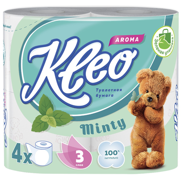 Т.бумага  "Kleo" МЯТА 3-сл. 4 рул./вл.18 С93